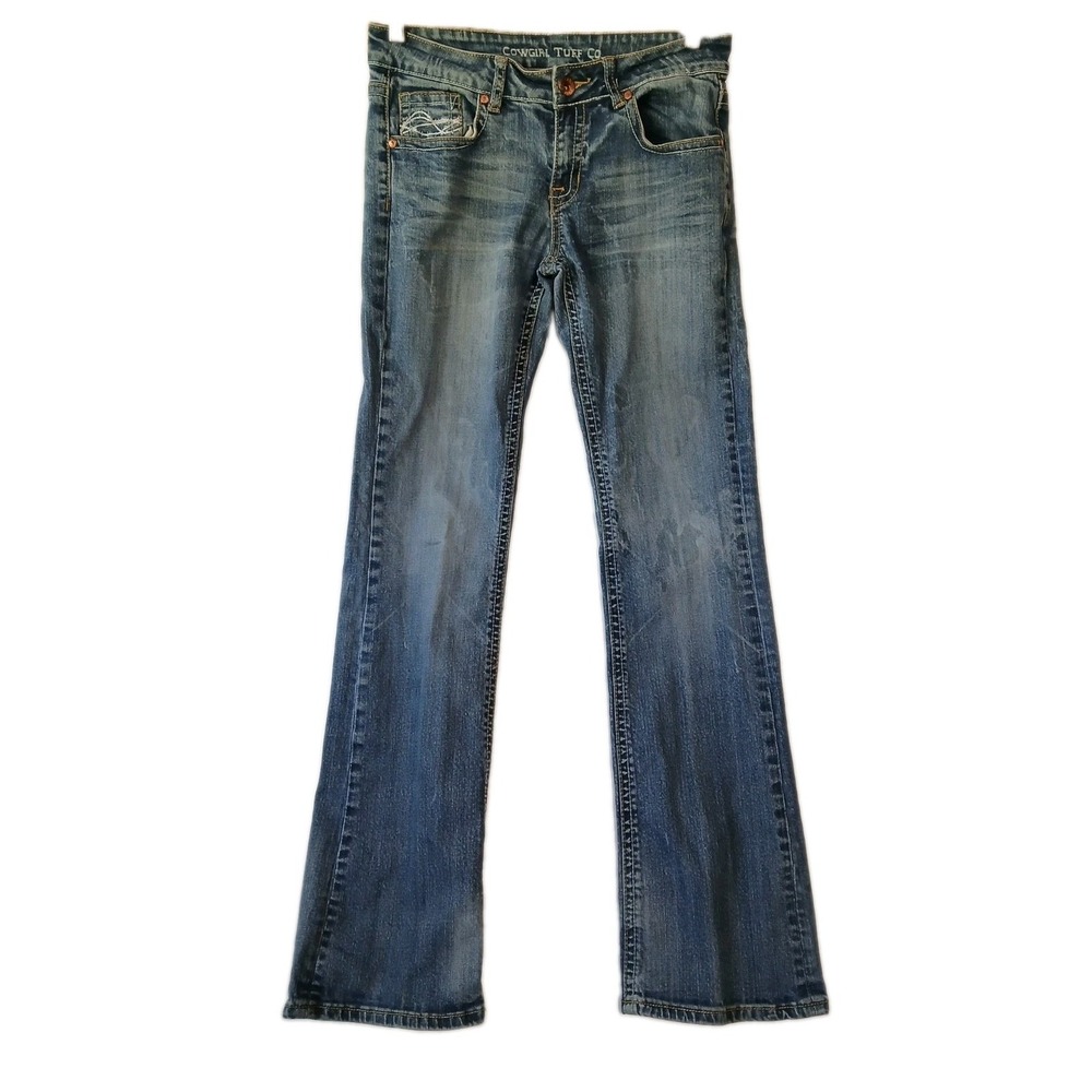 Cowgirl Tuff Co Women 29x33 Bootcut Tuff Barbed Western Distressed Jeans